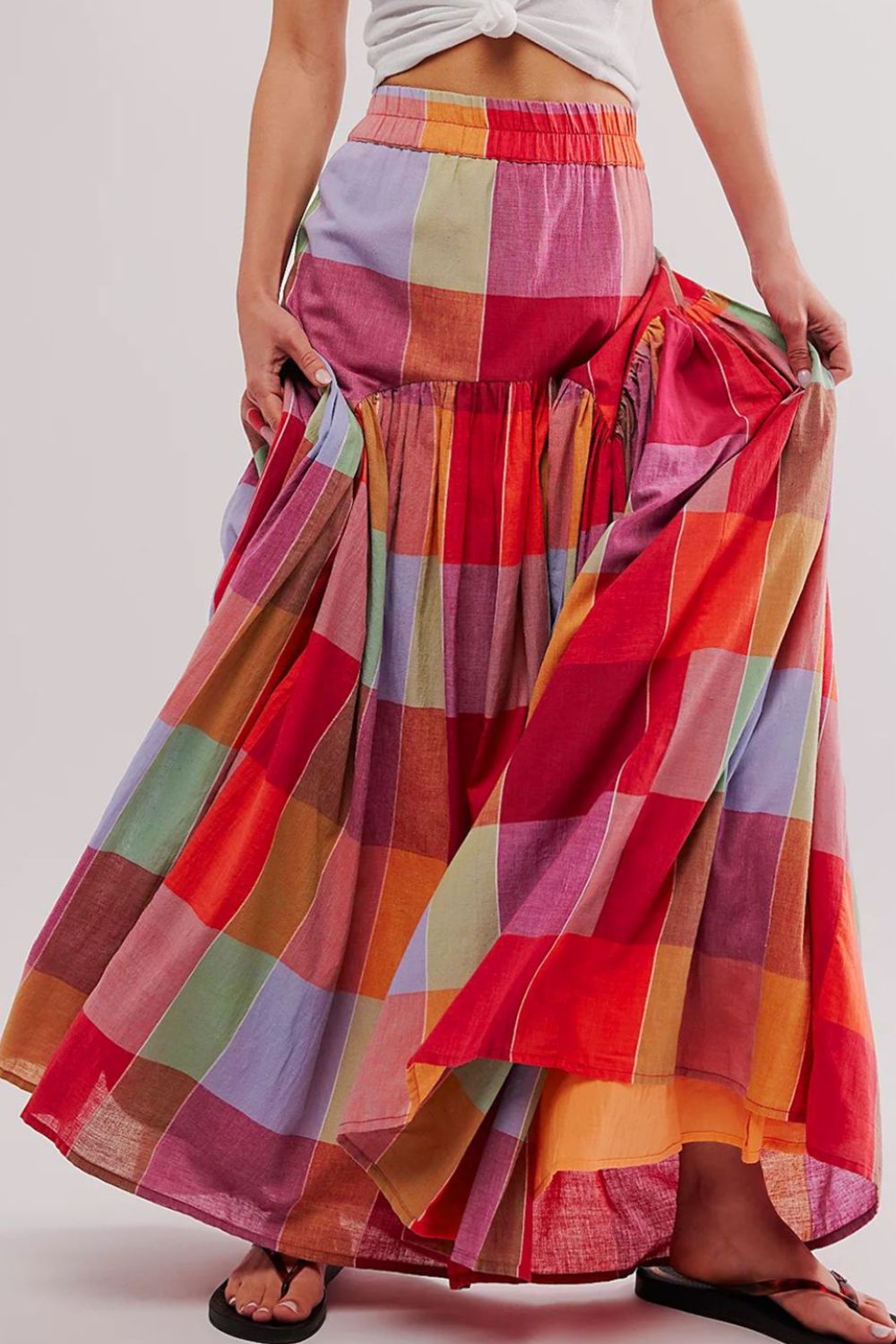 Blue Zone Planet | Color Block Elastic Waist Maxi Skirt