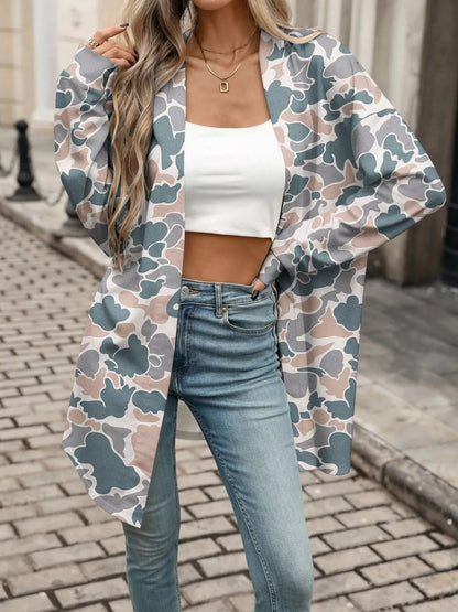 Printed Open Front Cardigan