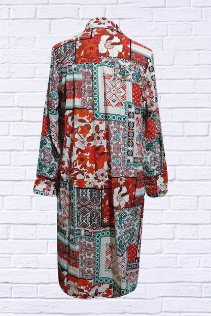 Printed Button Up Long Sleeve Top