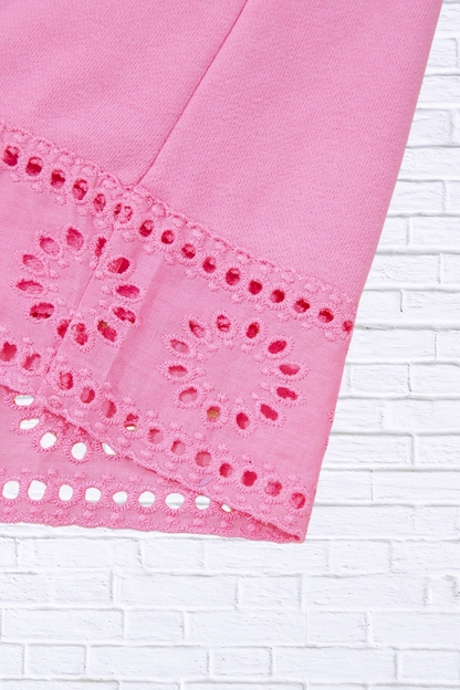 Eyelet Lace Detail Snap Down Sweatshirt