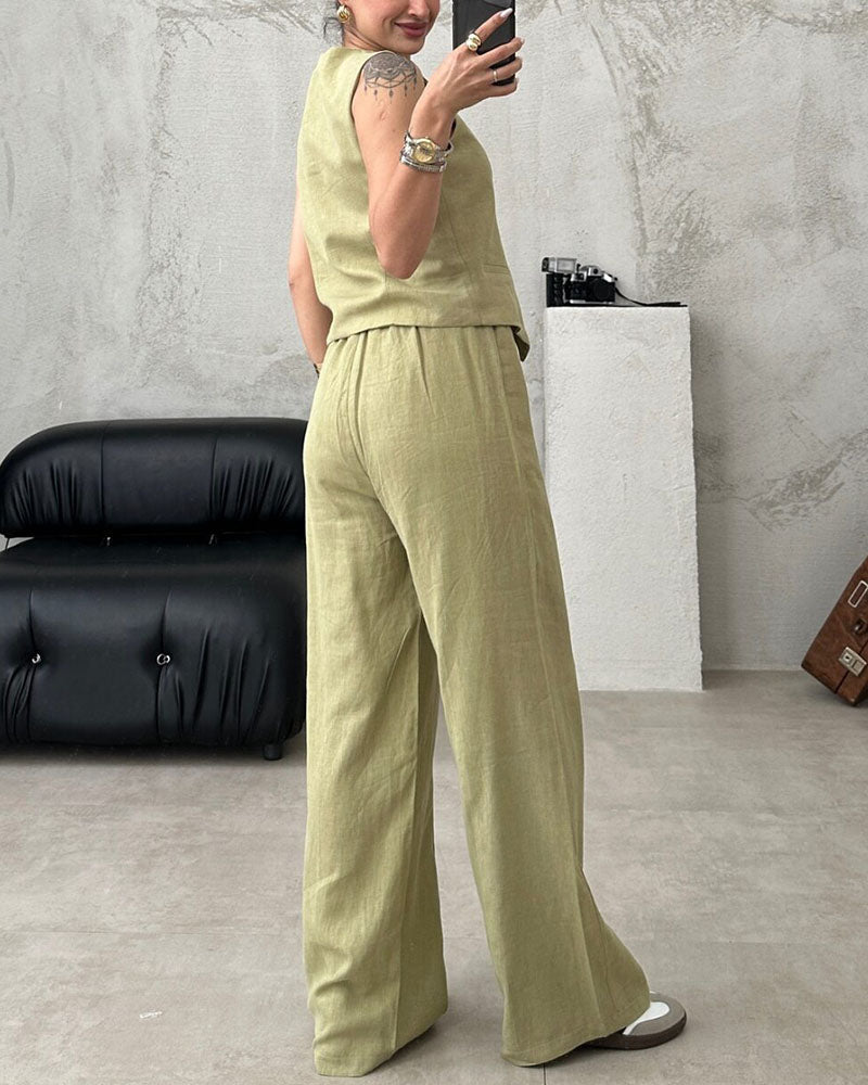 Casual work vest and trousers two-piece set