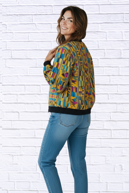 Maddy Traditional Bomber Printed Ethnic Jacket - Bold Prints | Diva USA