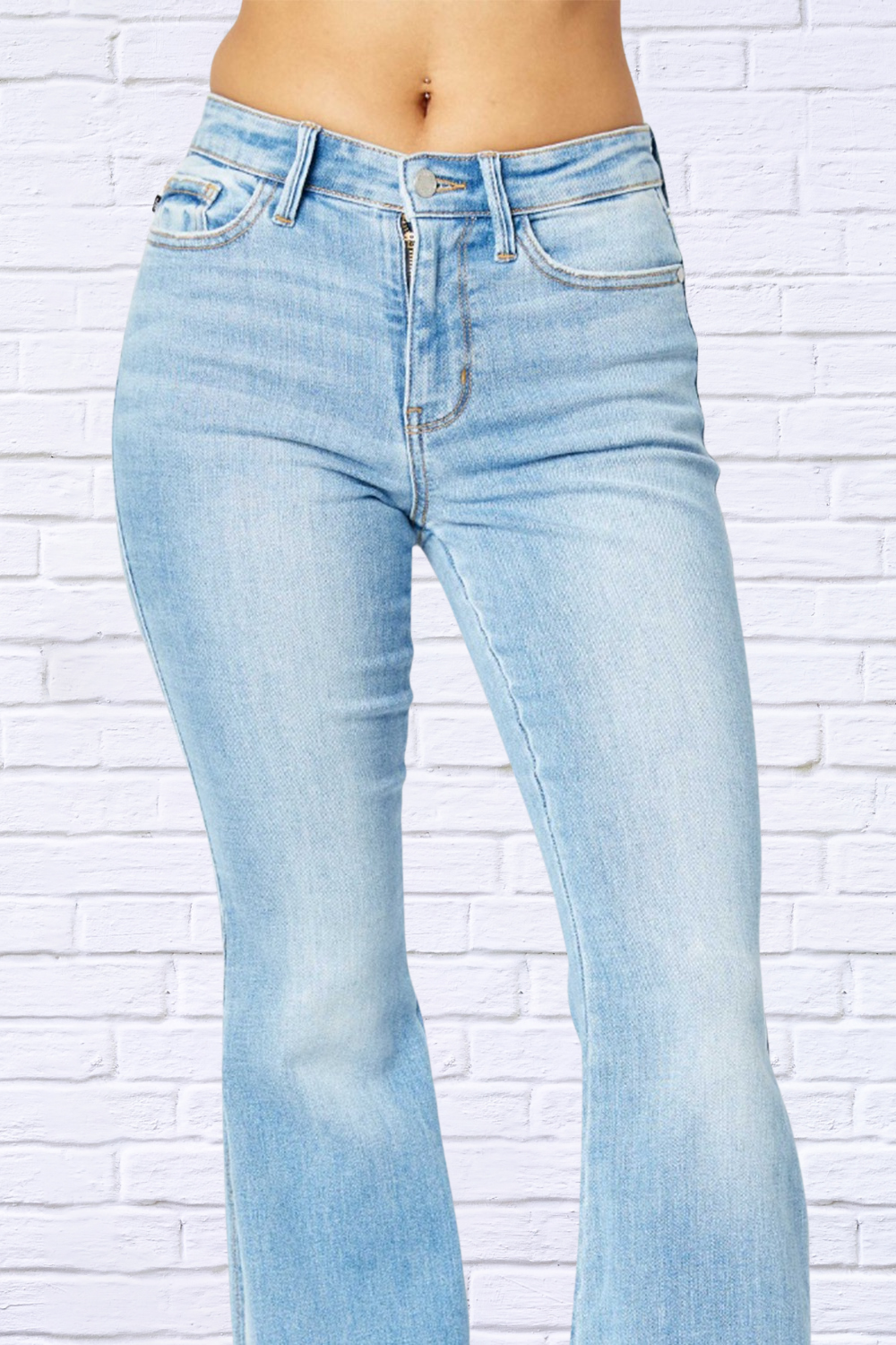 Judy Blue Full Size Mid Rise Raw Hem Slit Flare Jeans