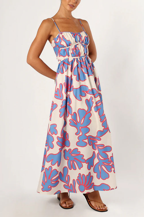 Rosiedress Spaghetti Strap High Waist Printed Maxi Holiday Dress