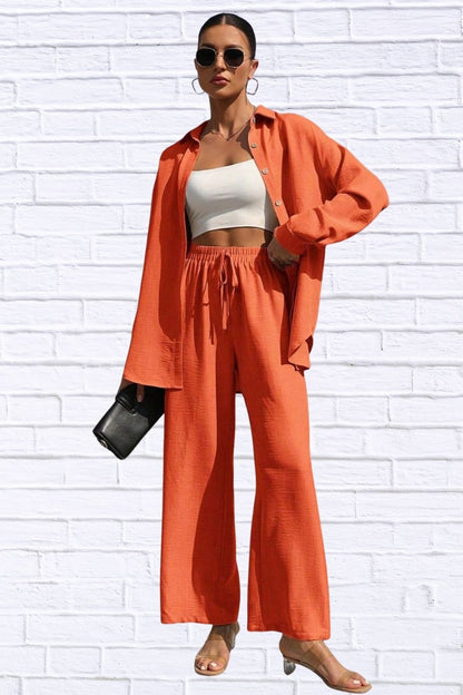 Button Up Shirt & Pants Set | Women’s Matching Outfit