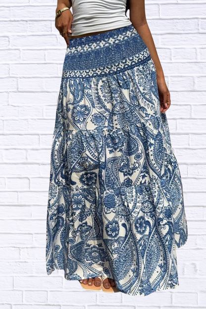 Printed High Waist Maxi Skirt