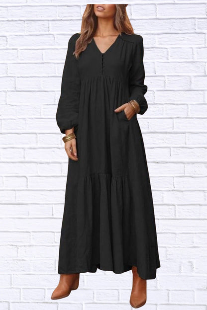 Plus Size V-Neck Tiered Maxi Dress | Flowy & Chic