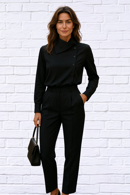 Effortlessly Chic: Solid Color Button-Up Long Sleeve Shirt