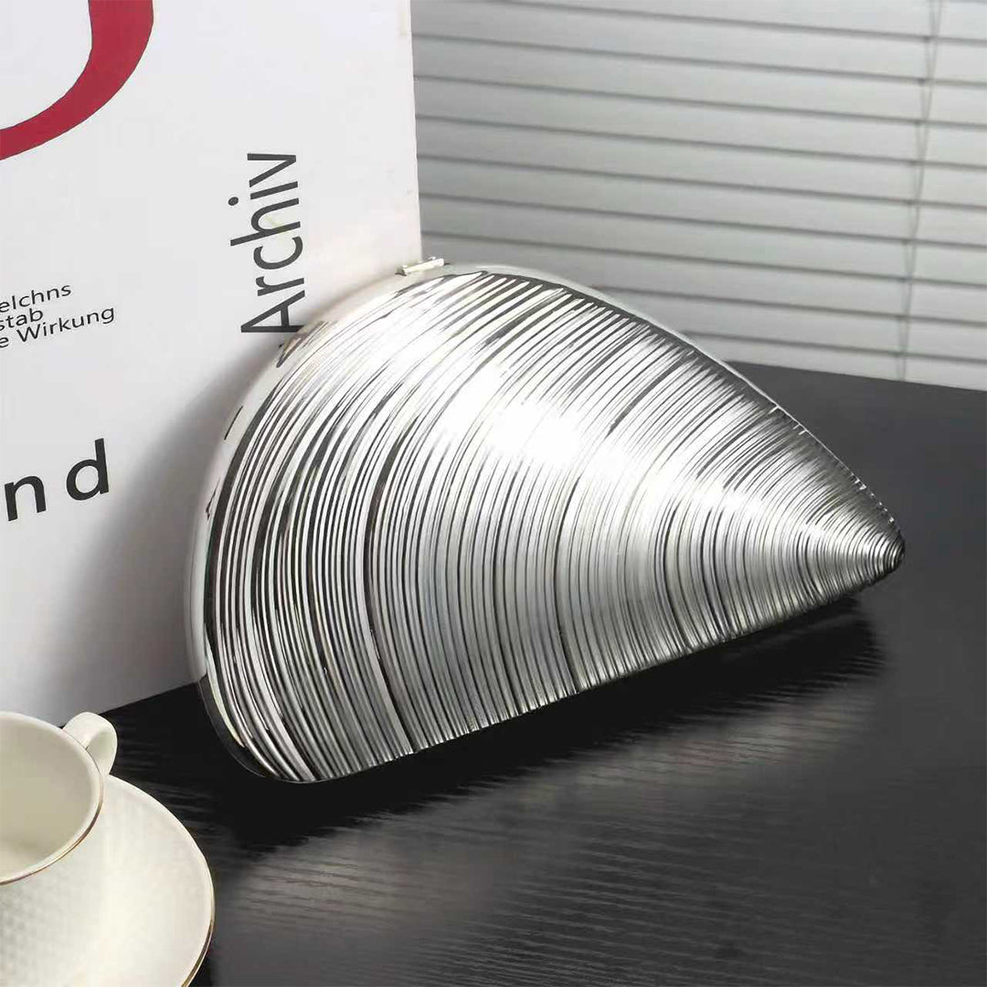 Trendy Chain Glitter Oyster Clutch Bag