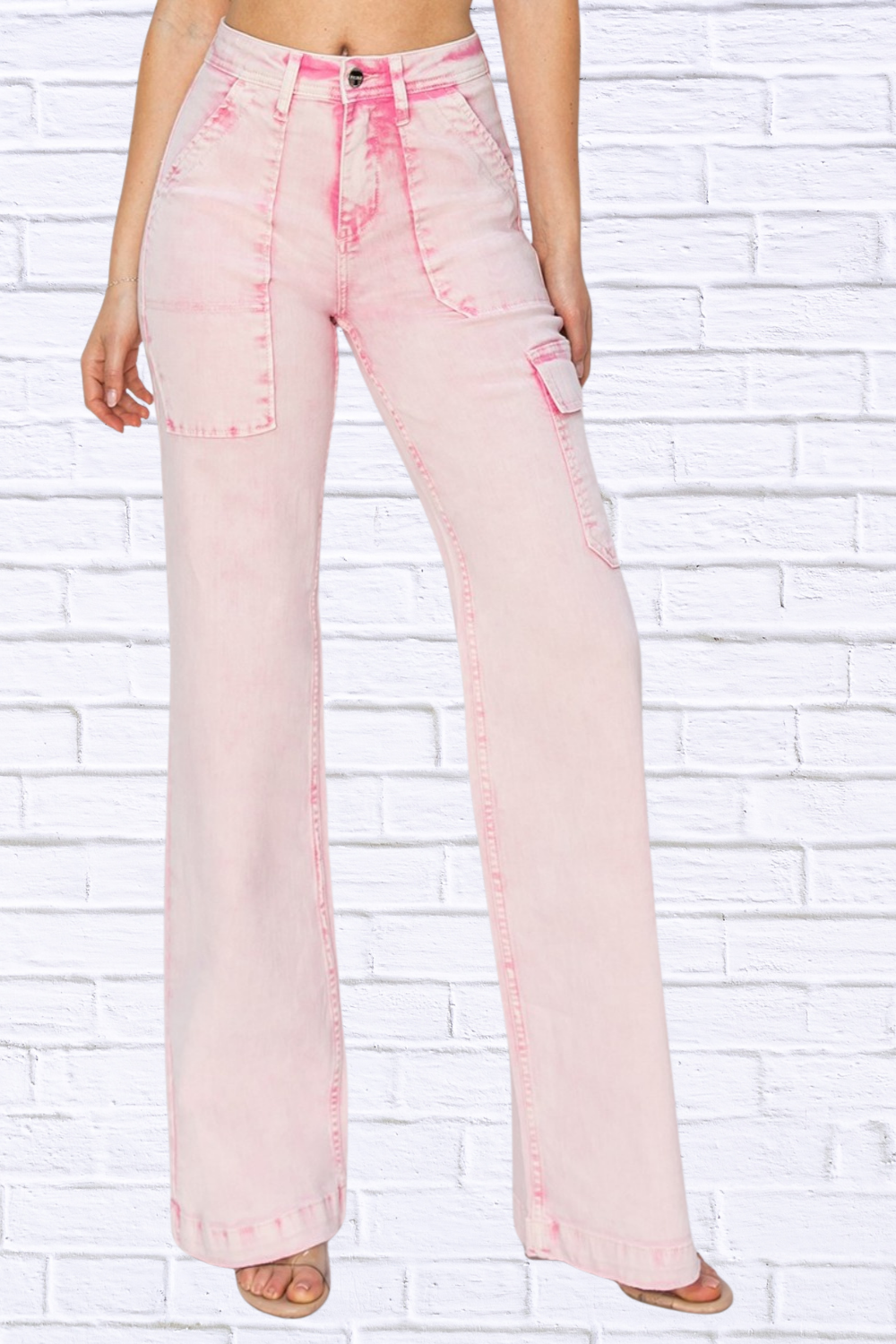 RISEN Full Size High Rise Cargo Pocket Jeans