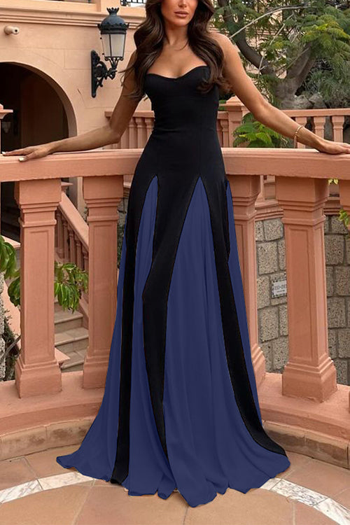 Spaghetti Strap Color Block Swing Maxi Party Dress(7 Colors Available!)