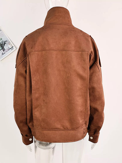Zip Up Dropped Shoulder Moto Jacket