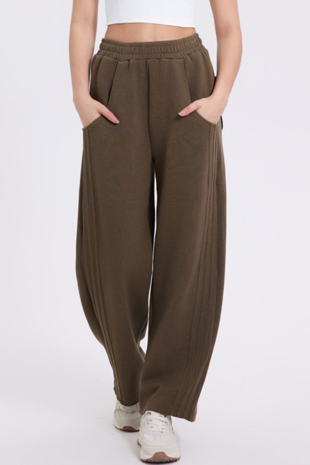Blue Zone Planet | Basic Bae Elastic Waist Straight Leg Pants With Pockets