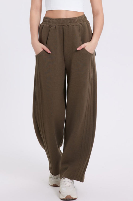 Blue Zone Planet | Basic Bae Elastic Waist Straight Leg Pants With Pockets