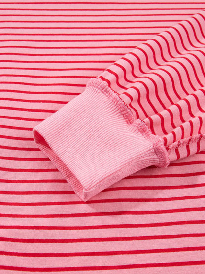 Stripe Ribbed Patchwork Mock Neck Baggy Pullover Matching Shorts Set