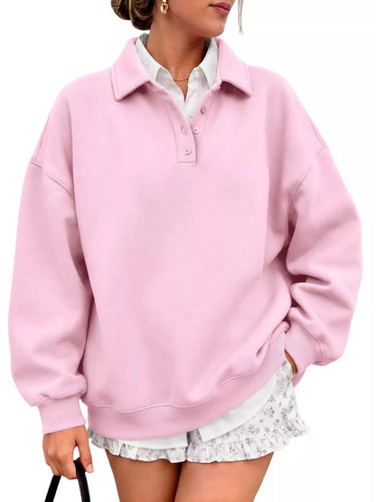 Button Detail Dropped Shoulder Sweatshirt