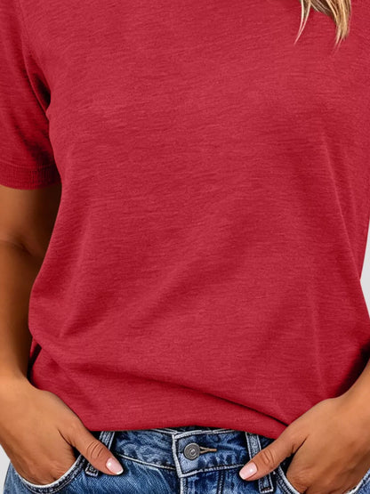 Classic Crew Neck Short Sleeve Knit Top