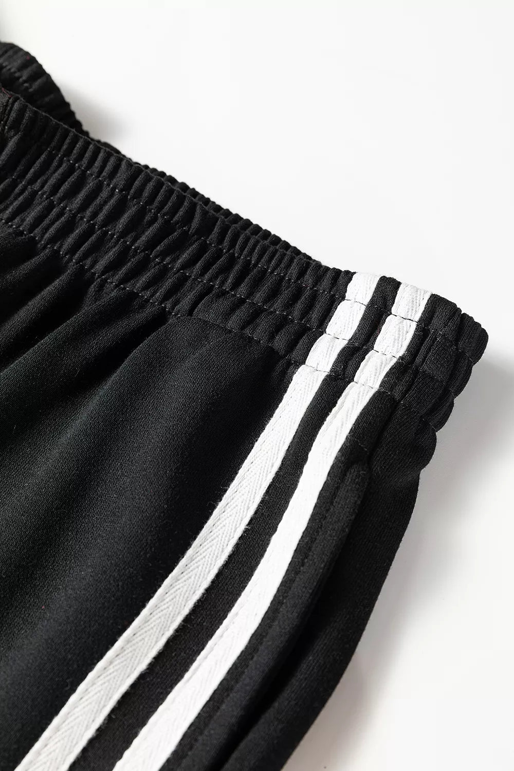 Striped Detail Crewneck Pullover Elastic Sweatpants 2pcs Outfit