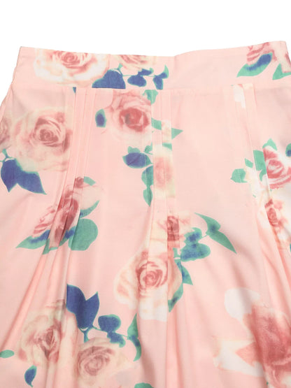 Round Neck Top and Floral Print Skirt Two-Piece Set