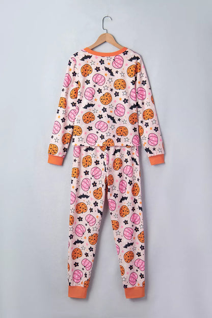 Halloween Pumpkin Print Long Sleeve Home Wear Lounge Set
