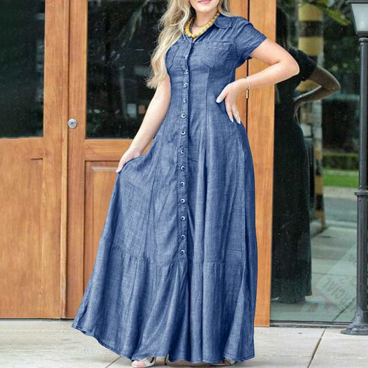 Casual Washed Denim Dress