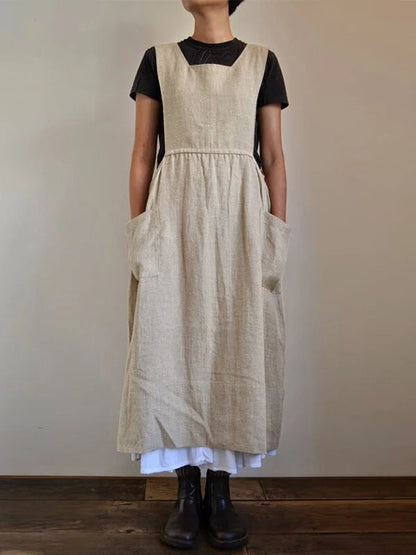 Loose Cotton And Linen Sleeveless Maxi Dress