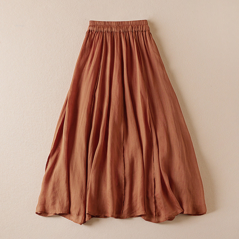 Solid Color Ramie Artistic Retro Skirt