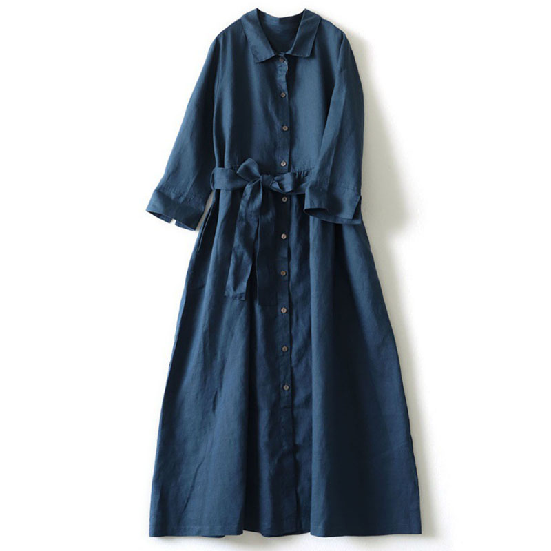 Vintage lapel shirt dress