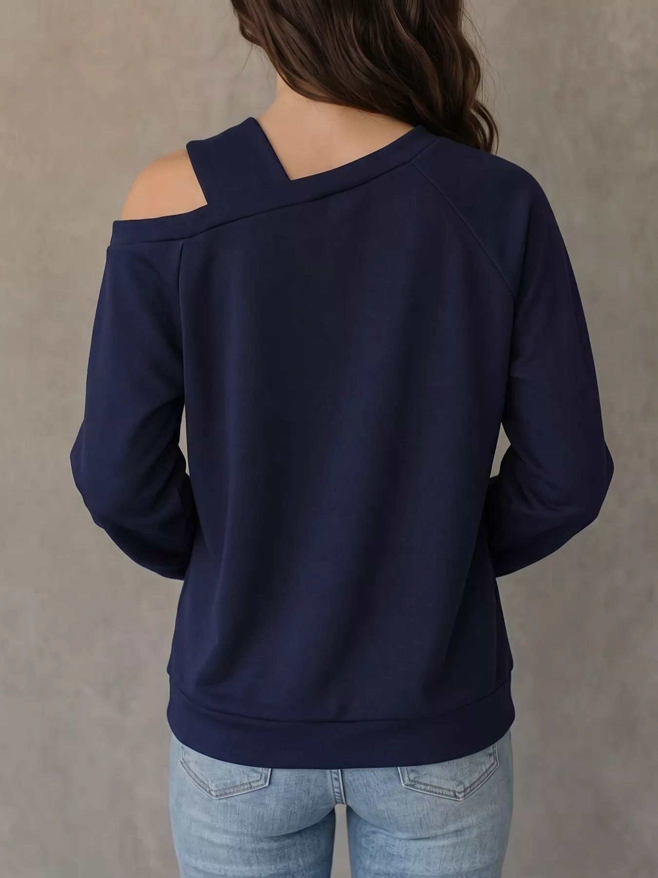 Asymmetrical Neck Long Sleeve Blouse