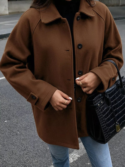 Single-Breasted Raglan Sleeve Outerwear