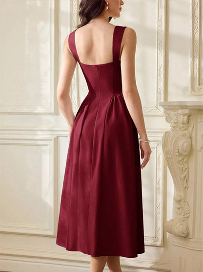 Sweetheart Neckline A-Line Midi Dress