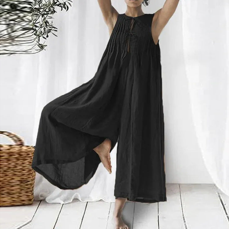 Casual Pleated Design Loose Jumpsuit