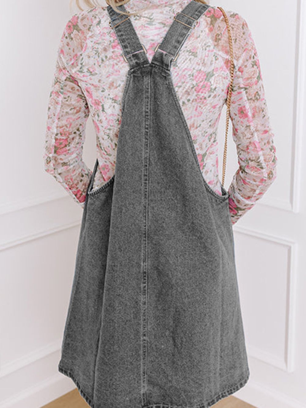 Blue Zone Planet | Wide Strap Button Down Denim Overall Dress