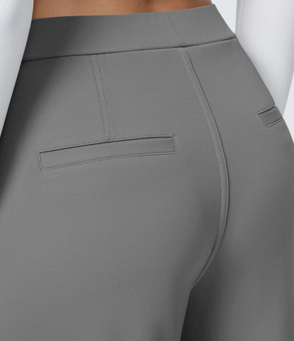 Pantalon de jogging plissé décontracté pour femme, coupe droite, taille haute, facile à laver