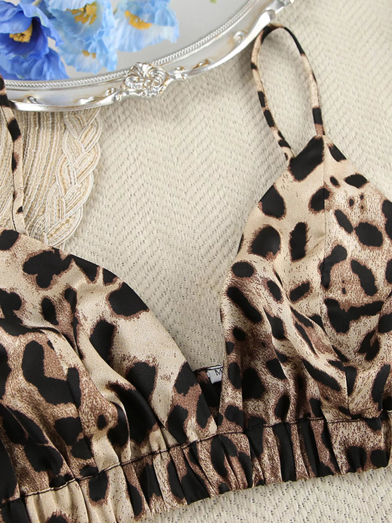 Leopard Bra & Cardigan and Shorts Set