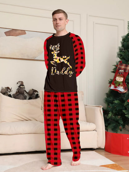 Full Size Family Matching Christmas Pajamas Set with Reindeer Graphic Plus Size