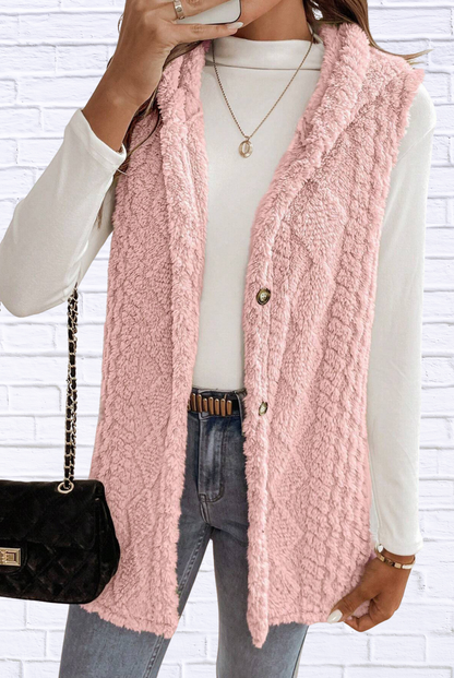Cozy Sherpa Fleece Hooded Vest Coat