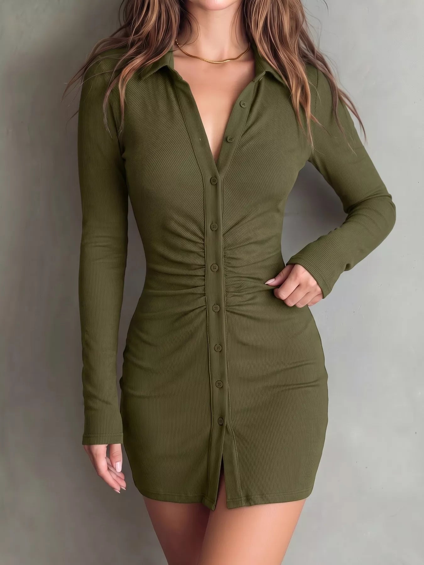 Button-Down Bodycon Mini Dress