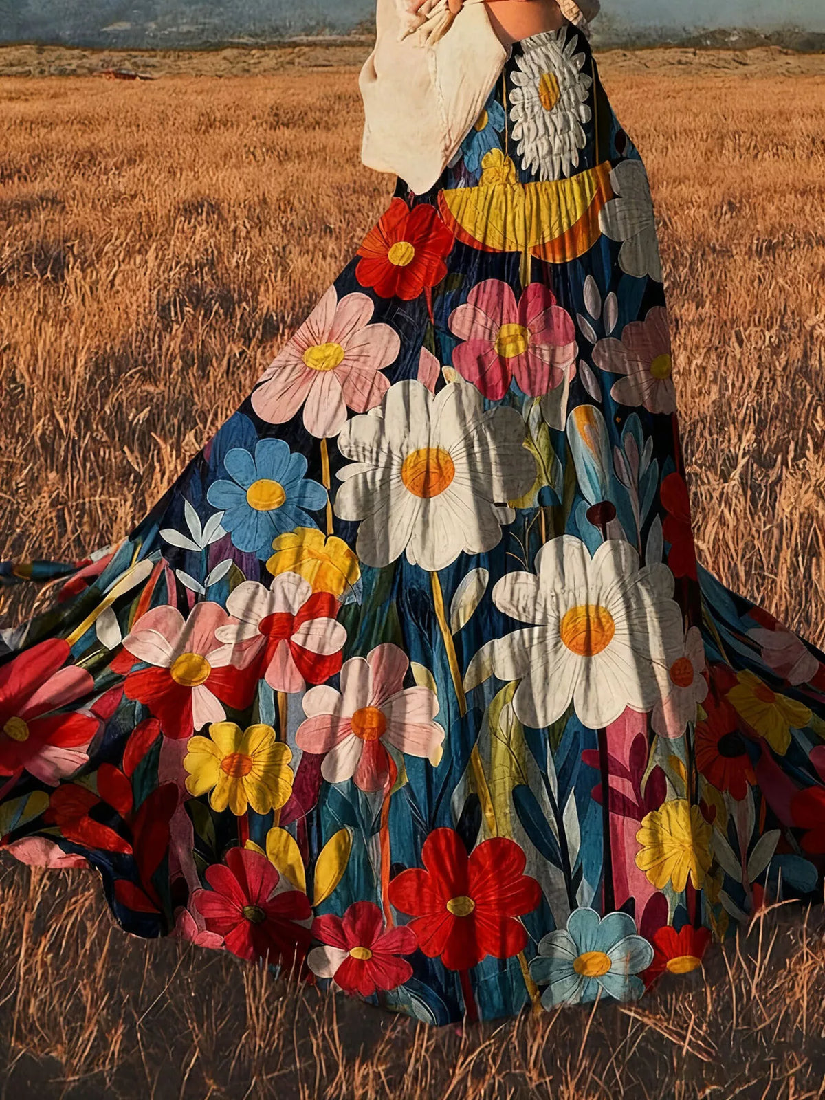 Floral Print High-Waisted Maxi Skirt