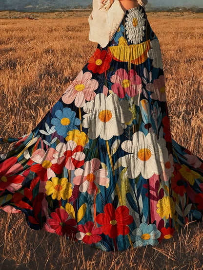 Floral Print High-Waisted Maxi Skirt