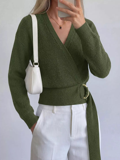 Metal Ring Detail Dropped Shoulder Sweater
