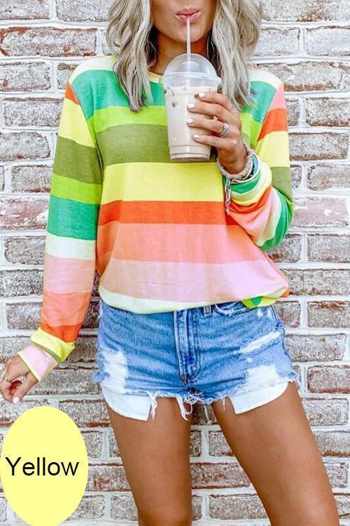 Rosiedress Long Sleeve Candy Striped Pullover Top