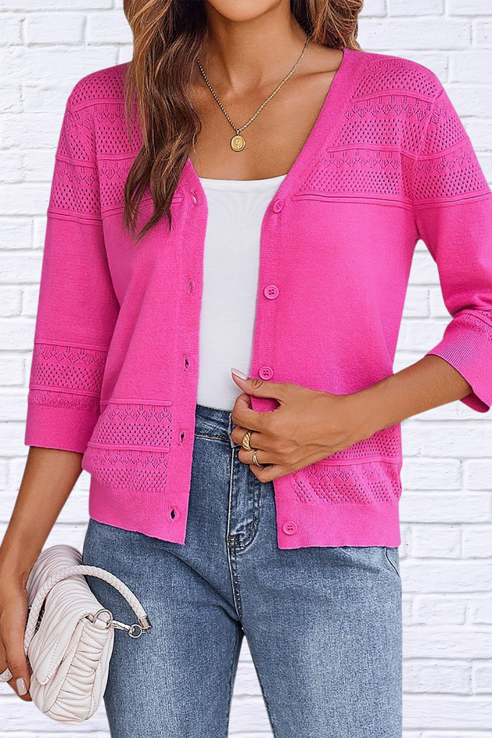 Button Up 3/4 Sleeve Cardigan – Classic Comfort with a Modern Twist