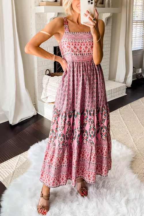 Bohemia High Waist Floral Cami Maxi Holiday Dress