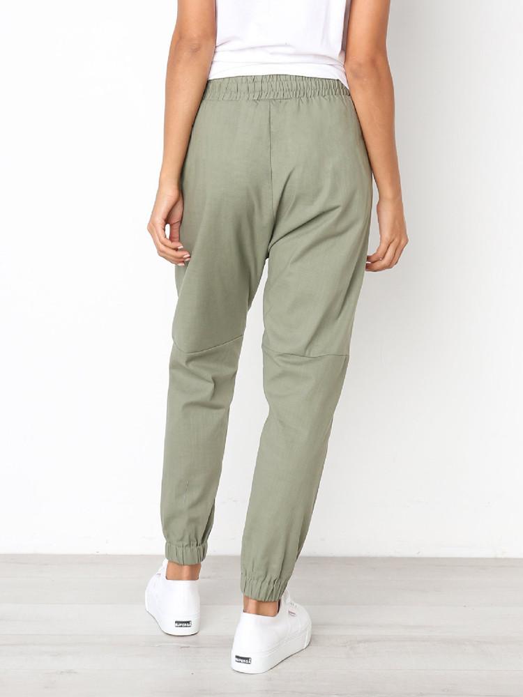 Drawstring Elastic Waist Pockets Jogger Pants