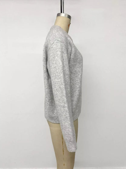 Crew Neck Button-Down Cardigan