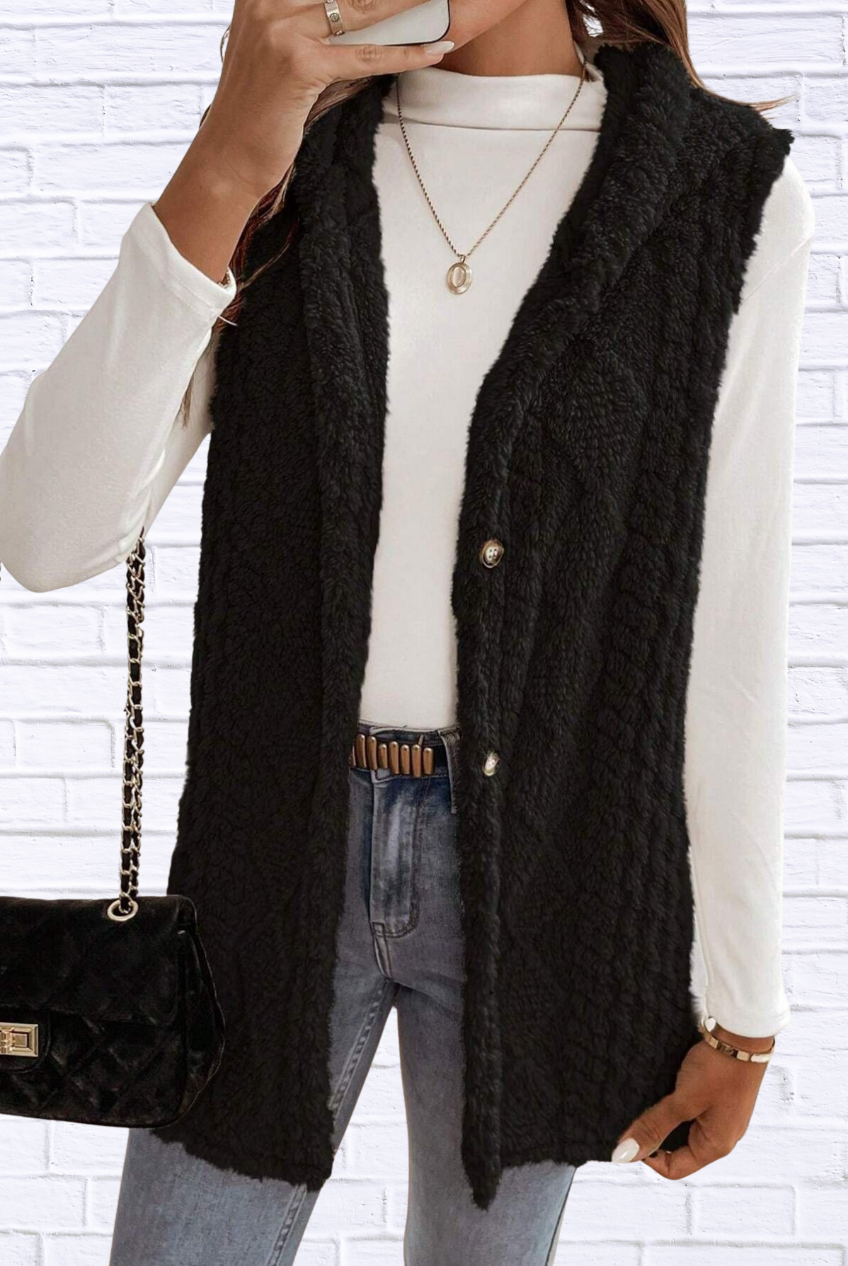 Cozy Sherpa Fleece Hooded Vest Coat