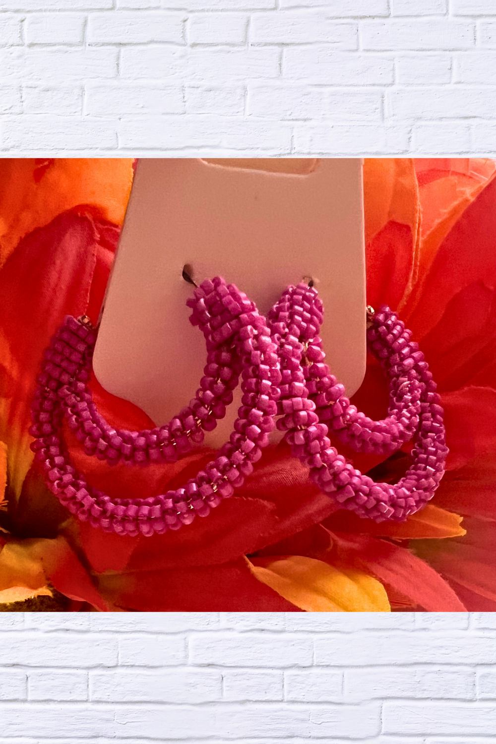 Fuchsia Beaded Triple Hoop Earrings – Fun, Bold & Full of Energy