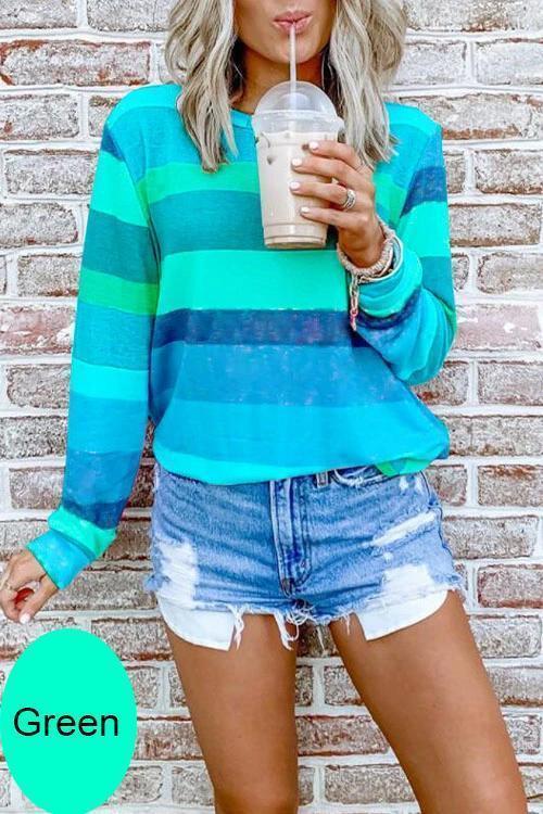 Rosiedress Long Sleeve Candy Striped Pullover Top