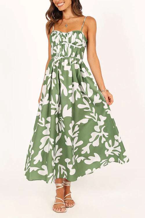 Rosiedress Spaghetti Strap High Waist Printed Maxi Holiday Dress